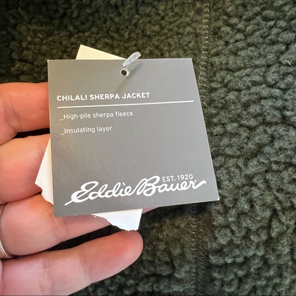 Eddie Bauer NWT Loden Green High Pile Full Zip Chilali Sherpa Jacket Men’s Large - Picture 5 of 8